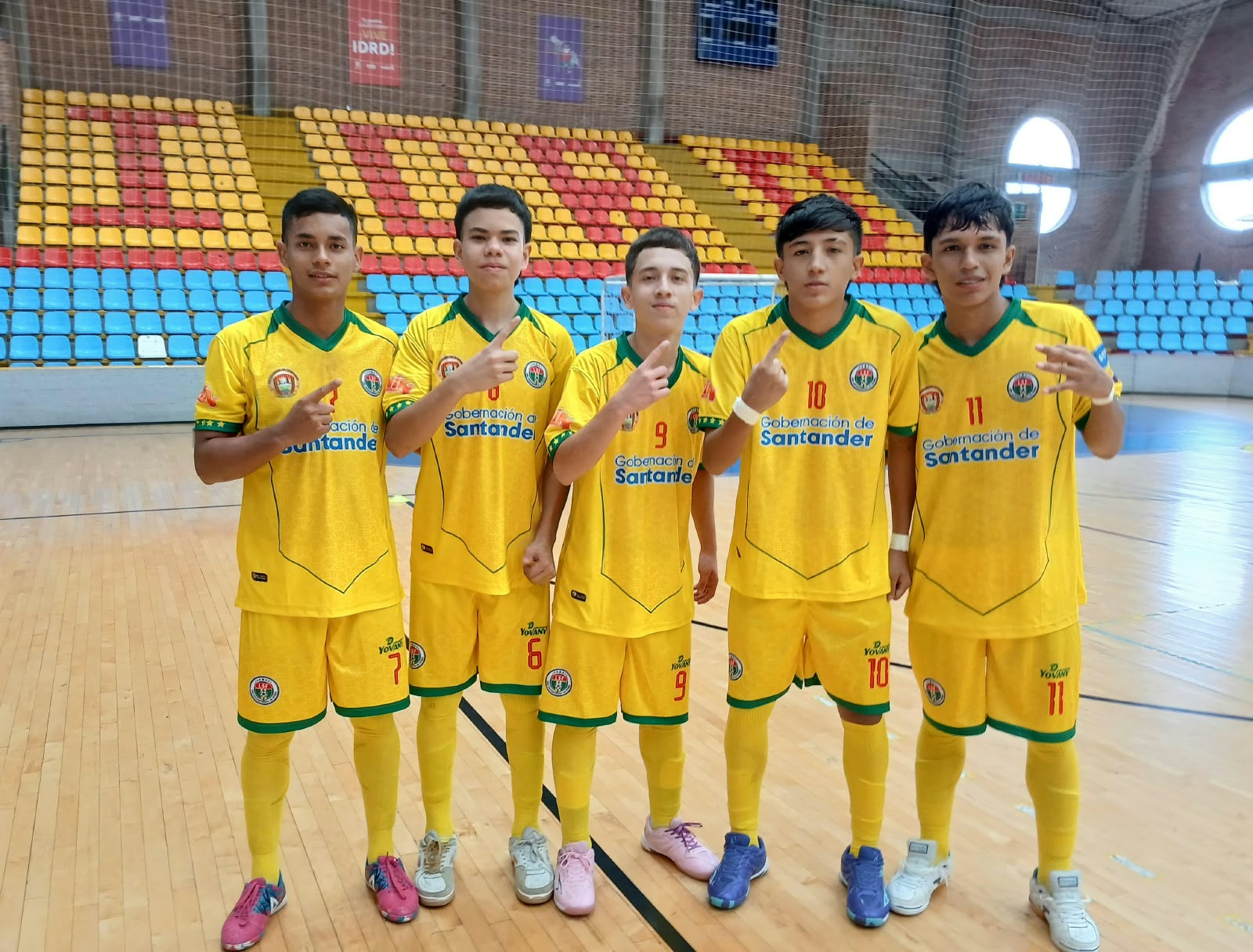 Autores de los siete goles con los que se les ganó a Tolima: de izquierda a derecha Álex Fuentes, Mateo Reyes, Mtías Ramírez, Santiago Mantilla y el artillero, Jean Pier Pico.